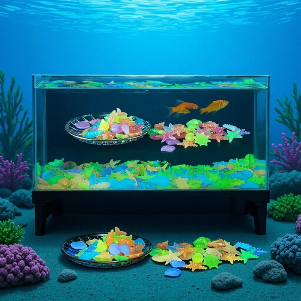Aquarium Fish Colorful - Gloeiende lichtgevende oceaanstenen Fluorescerende schelpen Kleurrijke