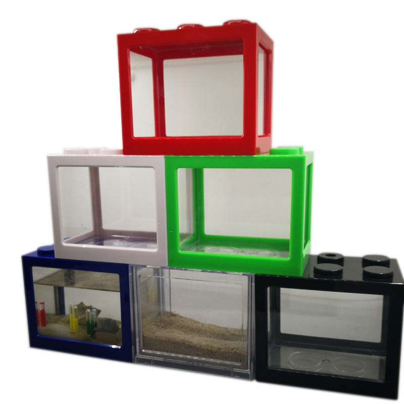 Aquarium Fish In Bowl - 7-kleurige mini-aquarium betta-viskom, creatief combineerbaar, ecologisch