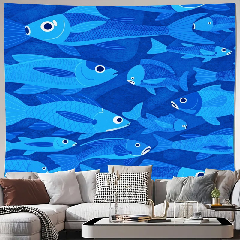 Fish Aquarium Home - Nautische vis oceaanpatroon tapijt blauw onderwater